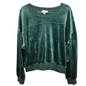 Evereve Green Velour Crew Sweater Size XL